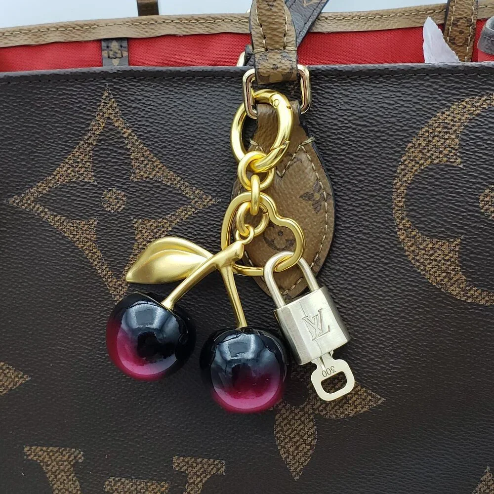 Authentic Louis Vuitton Lock & Key with Unbranded Apple Charm, Keychain